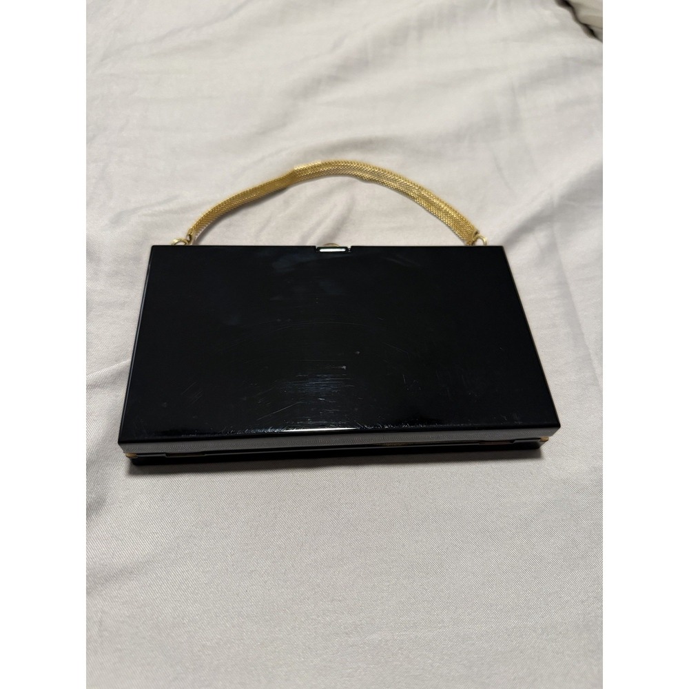 Zara Mini Copper Clutch Purse Metal Black Gold Old Money Luxury Hard Rigid - Picture 4 of 9